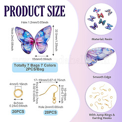Наборы для самостоятельного изготовления сережек-подвесок из эпоксидной смолы с крыльями бабочки DIY-TA0012-74