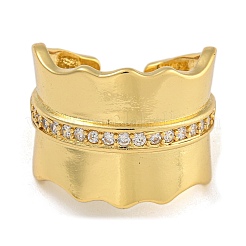 Латунные микро проложить манжеты кольца кубического циркония RJEW-P127-05G