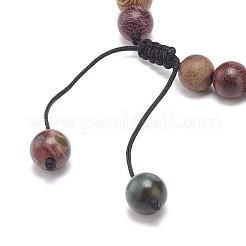 Браслет из натуральной полихромной яшмы/камня Пикассо/яшмы Пикассо и плетеного дерева из бисера BJEW-JB08533