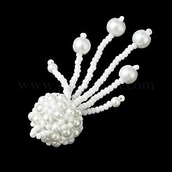 ガラスシードビーズとガラスパールの大きなペンダント  クラゲチャーム  ホワイト  56x16.5mm  穴：4mm&nbsp;PALLOY-MZ01336-01