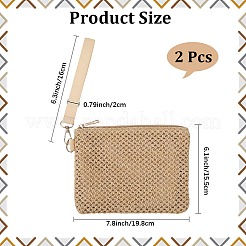 2 bolsa de cosméticos con cremallera de paja trenzada&nbsp;AJEW-CN0006-36A