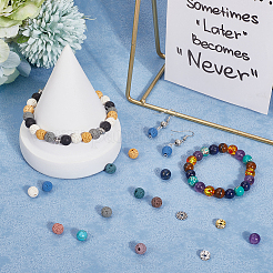 Kits de accesorios para hacer joyas con cuentas de piedras preciosas naturales y sintéticas de chakras y cuentas de roca de lava natural.&nbsp;DIY-SC0028-21