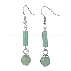 Серьги-подвески с натуральным зеленым авантюрином EJEW-JE06661