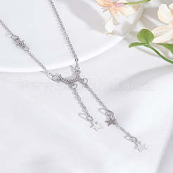 1 шт. ожерелье с подвеской в виде кисточки из сплава «Луна и звезда» для женщин&nbsp;NJEW-LP0002-95