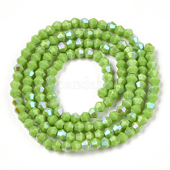 Brins de perles de verre galvanisées de couleur unie opaque&nbsp;LS-EGLA-A039-P2mm-L21