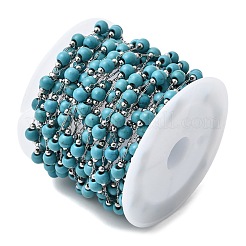 Бусины из синтетической бирюзы ручной работы и круглые звенья из нержавеющей стали 316&nbsp;CHS-L033-08P