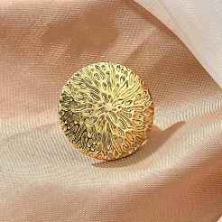 Плоские круглые латунные манжеты для женщин RJEW-C123-04G