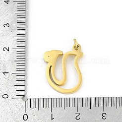304ステンレスペンダント  キュービックジルコニア付き  丸カン付き文字チャーム  18KGP本金メッキ  U字  20x16.5x2.2mm  穴：3mm&nbsp;STAS-R137-01G-U