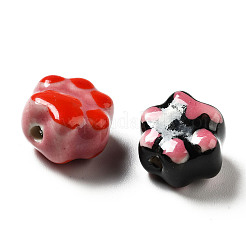 Perles de porcelaine imprimées manuelles&nbsp;X1-PORC-F005-02