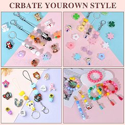 80 pièce de perles focales rondes en silicone de 4 styles&nbsp;SIL-SZ0001-22B