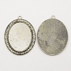 Bases pendientes de la aleación del cinc cabochon estilo tibetano&nbsp;TIBEP-M004-06-RS