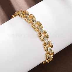 Rechteckige Gliederarmbänder aus Messing mit Mikropavé-Fassung aus klaren Zirkonia für Damen&nbsp;BJEW-F530-04G