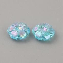 透明なアクリルビーズ  ABカラー  花  シアン  10.5x9.5x4mm  穴：1mm&nbsp;OACR-WH0036-18C