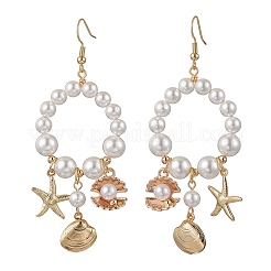 Серьги-подвески в форме ракушки из нержавеющей стали 304 с морскими звездами EJEW-TA00647