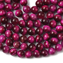 Натуральной розовой тигровый глаз бисер нитей&nbsp;G-G099-10mm-3