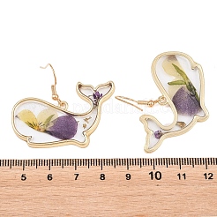 Ohrringe aus Legierung und getrockneten Blumen&nbsp;AL-Z001-05G