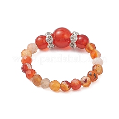 Комплект из 3 эластичного кольца с бусинами из натуральных и синтетических драгоценных камней для женщин&nbsp;RJEW-TA00218