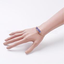 Bracciali slider in agata druzy galvanizzata naturale e tinta&nbsp;BJEW-JB02765