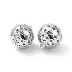 Круглые латунные подвески из прозрачного кубического циркония с микропаве&nbsp;KK-G436-06P