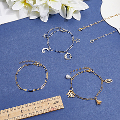 12 шт. 2 цвета 304 нержавеющая сталь скрепки цепи браслеты для мужчин и женщин&nbsp;BJEW-SC0001-63