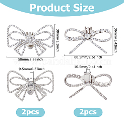 4 stücke 2 arten bowknot legierung kristall strass schuh dekorationen&nbsp;FIND-HS0002-07P