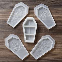 Kit de moldes de silicona para caja de almacenamiento con 3 compartimentos en forma de ataúd diy&nbsp;DIY-E044-01