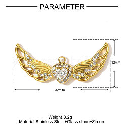 Подвески из нержавеющей стали 304 с фианитами STAS-OY001-64G