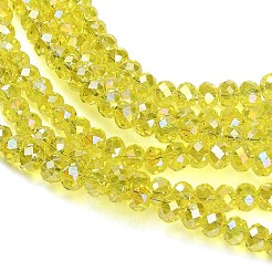 電気メッキガラスビーズセット  ロンデル  多面カット  きいろ  3.5~4x2.5~3mm  穴：0.8mm  約148個/連  15.35''（39センチメートル）&nbsp;GL-CBAA615-02A