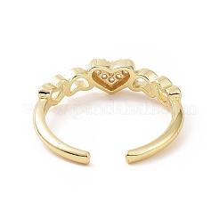 Открытое кольцо-манжета в форме сердца из прозрачного кубического циркония RJEW-E072-22G