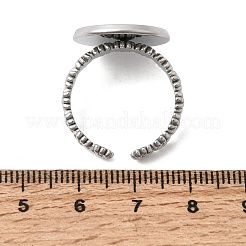 フラワー304ステンレススチールカフリング部品  ラウンドベゼルカップリングセッティング  ステンレス鋼色  17.5mm  usサイズ8 1/2(18.5mm)  トレイのサイズ：16mm&nbsp;STAS-P454-05E-P