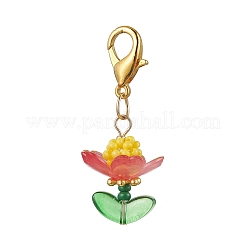 Наборы украшений в виде подвесок в виде цветов из стеклянных бусин и акриловых камней ручной работы HJEW-MZ00254