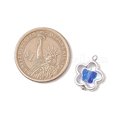 合金とガラスのペンダント7個  花  17.5x14x5mm  穴：1.6mm&nbsp;PALLOY-JF03366-02