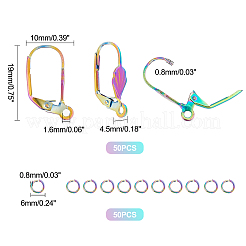 50 шт. фурнитура для сережек-гвоздиков из нержавеющей стали 304 радужного цвета DIY-DC0001-52