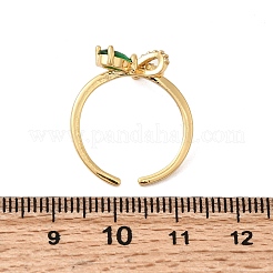 Латунь с манжетами из зеленого стекла RJEW-P173-01G-03