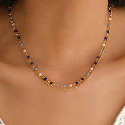 Двухслойные ожерелья из латуни и кубического стекла для женщин JE8042