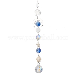 Стеклянные круглые и восьмиугольные бусины подвесные ловцы солнца HJEW-JM03445