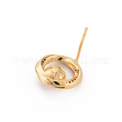 Латунные микро-паве прозрачные серьги-гвоздики из циркония&nbsp;KK-N233-125-NF