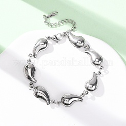 Браслеты из нержавеющей стали 304 в форме капли для женщин BJEW-L706-05P