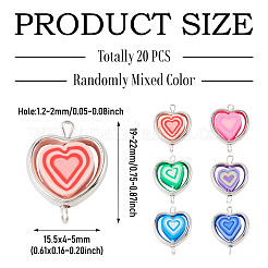20 Stück Polymer Clay Herz & Ccb Herz Rahmen Glieder Verbinder Charms&nbsp;CLAY-TADJ0001-04