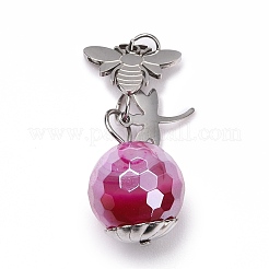 Гальванические ограненные круглые подвески из натурального агата G-B027-01