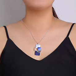 Многоквадратные латунные подвески с синей эмалью для женщин&nbsp;FS-WG21173-01