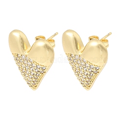 Orecchini a perno da donna in ottone con zirconi trasparenti per San Valentino&nbsp;EJEW-A162-07G
