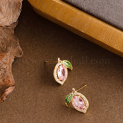 Серьги-гвоздики из лимонной латуни с кубическим цирконием&nbsp;FS-WGF100C-01