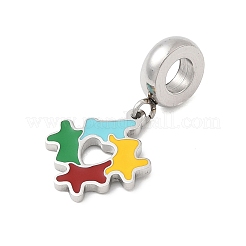 304 нержавеющая сталь цветная эмаль европейские подвески-шармы&nbsp;STAS-D153-01A-P