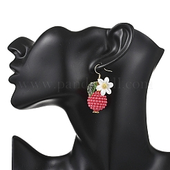 2 пара сережек-подвесок из искусственного жемчуга с клубникой из АБС-пластика EJEW-JE06761