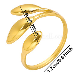 Bague vintage ouverte à trois feuilles en acier inoxydable 304 pour femme&nbsp;LW4764-2