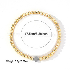 Латунные круглые бусины эластичные браслеты&nbsp;ZX6344-2