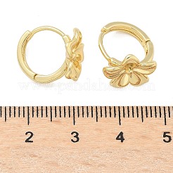 Серьги-кольца из латуни с цветком EJEW-Z102-01G