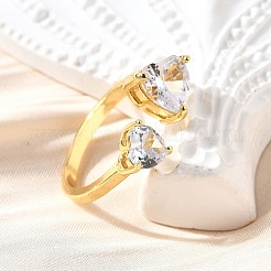 Манжеты из латуни с микро паве кубический цирконий для женщин&nbsp;RJEW-F181-10G-01