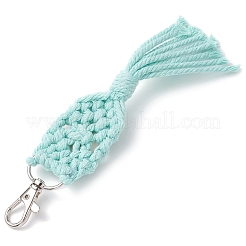 Decorazione pendente con fili di cotone macramè fatti a mano e perline di conchiglia di ciprea naturale&nbsp;HJEW-JM02627-01